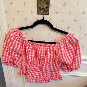 Japna Picnic Checkered Off-Shoulder Blouse